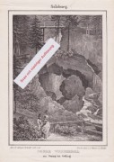 GOLLING - WASSERFALL, Lithographie v. 1838