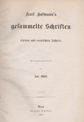 STÜDL, Karl Hofmanns Schriften