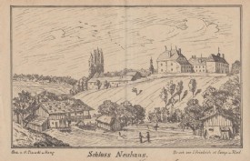 SCHLOSS NEUHAUS / GEINBERG, Lithographie 1890