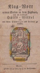 FEGEFEUER, Kolor. Gebetszettel, um 1820