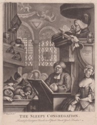 HOGARTH, Sleepy Congregation, Kupferstich 1736