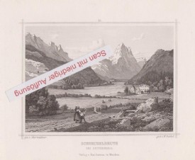 SCHNEIZLREUTH b. REICHENHALL, Stahlstich 1855