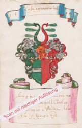 STAMMBUCHBLATT m. Wappen d. Welden, 1605