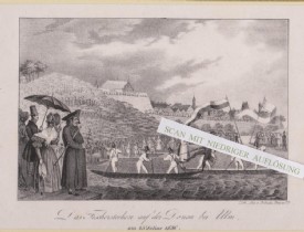 ULM.- Fischerstechen auf der Donau, um 1836