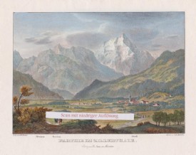 ZILLERTAL / RIED, Lithographie v. G. Kraus, 1836