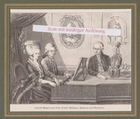 MOZART, Familienbild. Holzstich n. Croce, um 1889